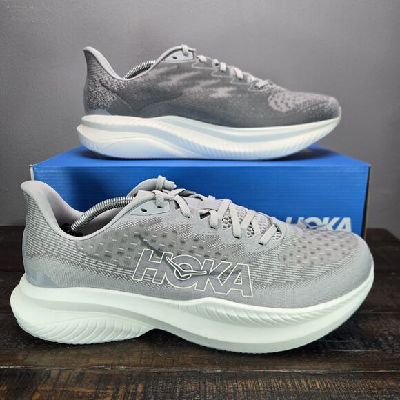 NEW Hoka One One Mach 6 Mens Size 10.5 D Running Shoes 1147790 SLBS Gray White main image 12